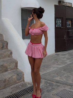 BONNIEE MINI SKIRT RED GINGHAM