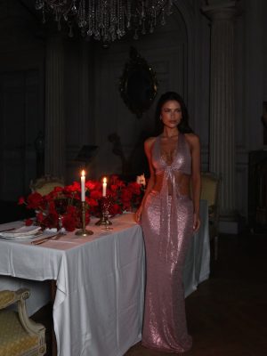 ZELLA MAXI DRESS METALLIC PINK